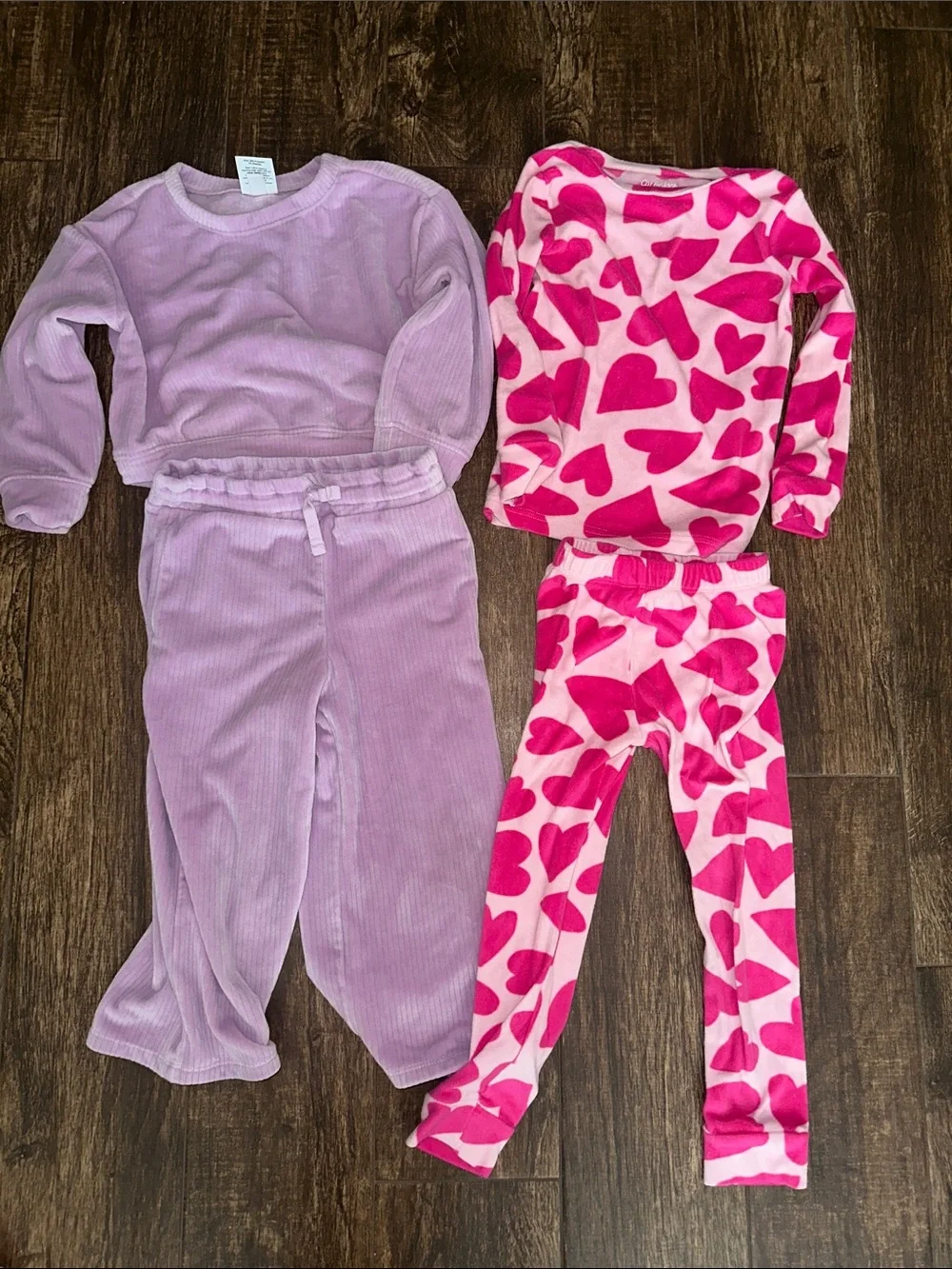 Girls' Pink Heart pajama set & Lavender Two-Piece outfit
